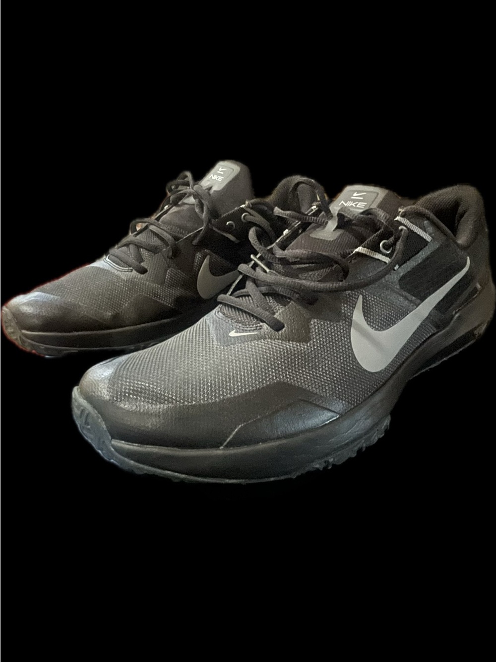 Nike Black Athletic Training Shoes with Gray Swoosh